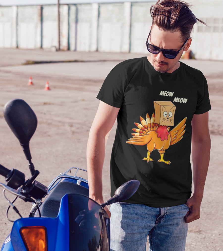 Meow Meow Turkey Cat Thanksgiving T-Shirt