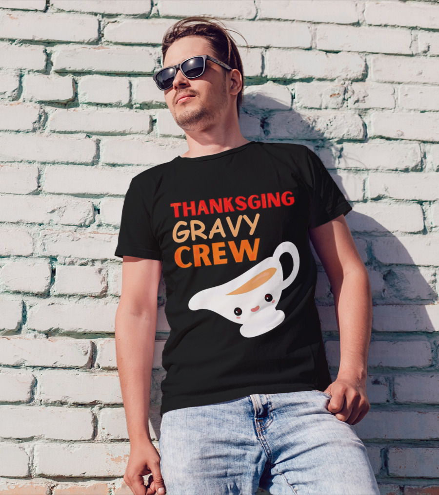 Thanksgiving Gravy Crew Smiling Saucy Boat T-Shirt