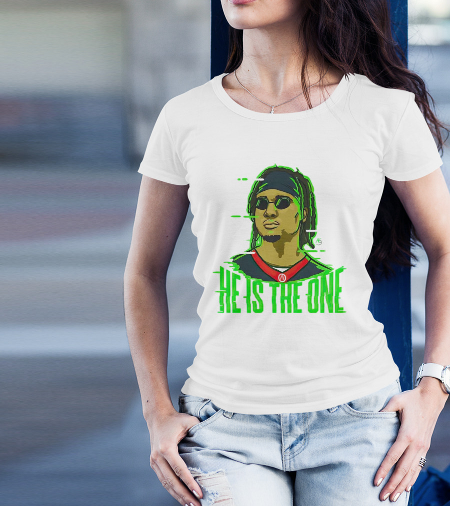 He Is The One Cryptic Neon Style Cartoon T-Shirt
