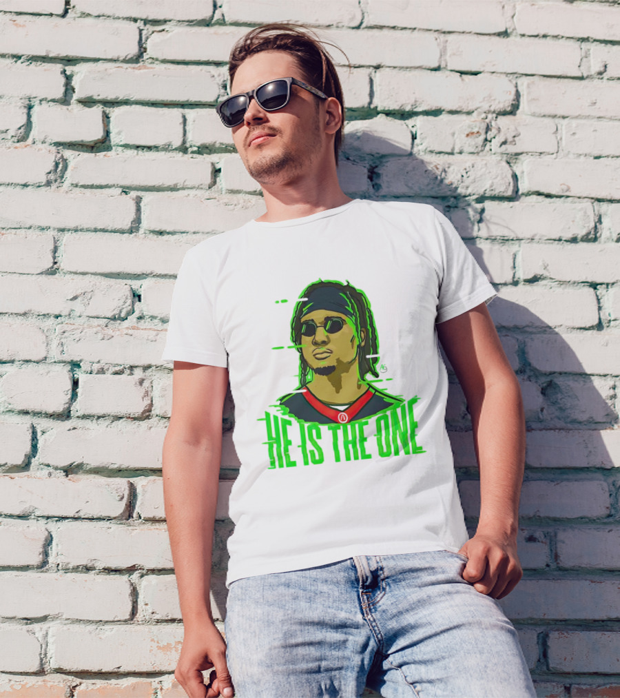 He Is The One Cryptic Neon Style Cartoon T-Shirt