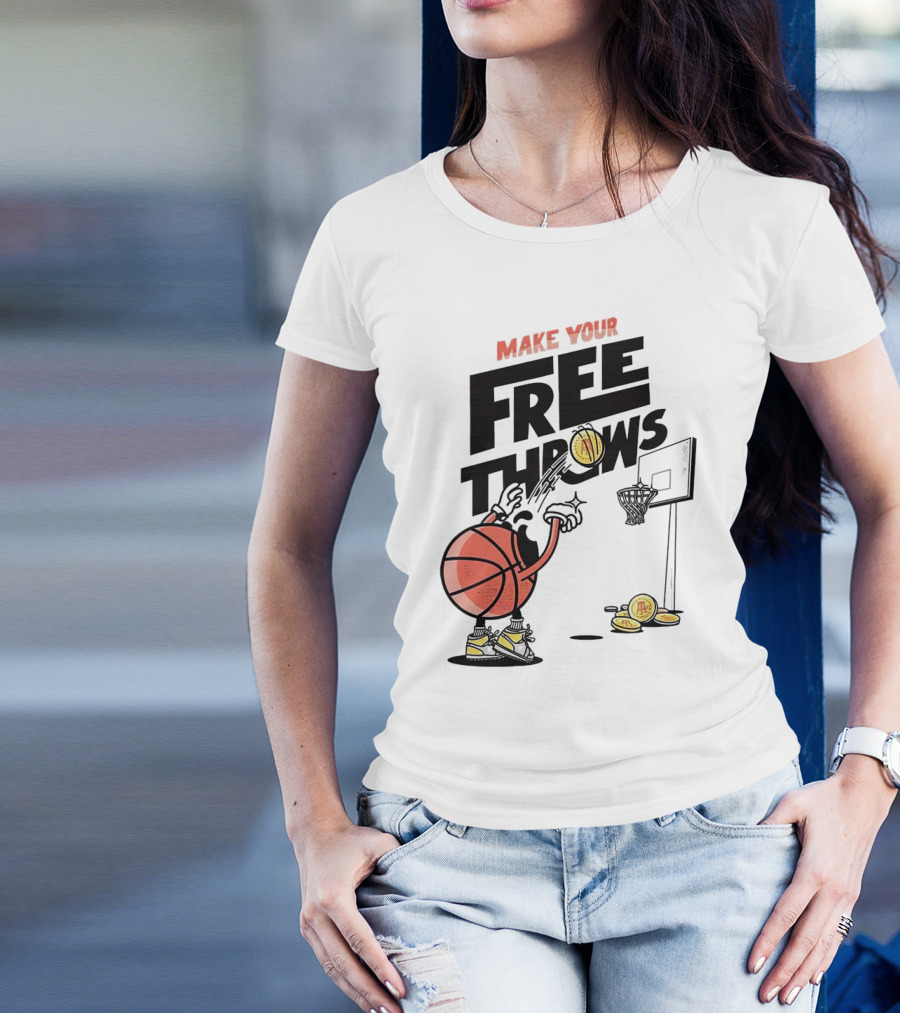 Make Your Free Throws Basketball Cartoon Coin Scoring T-Shirt