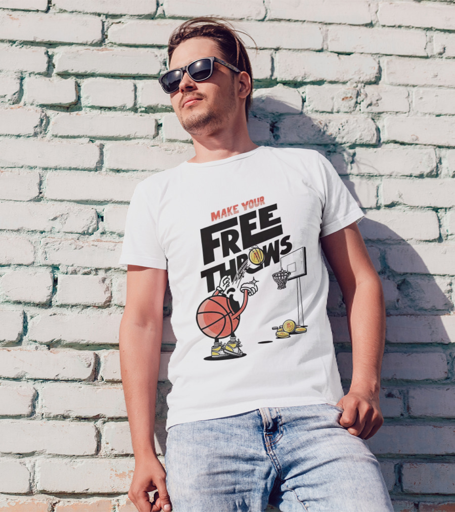 Make Your Free Throws Basketball Cartoon Coin Scoring T-Shirt