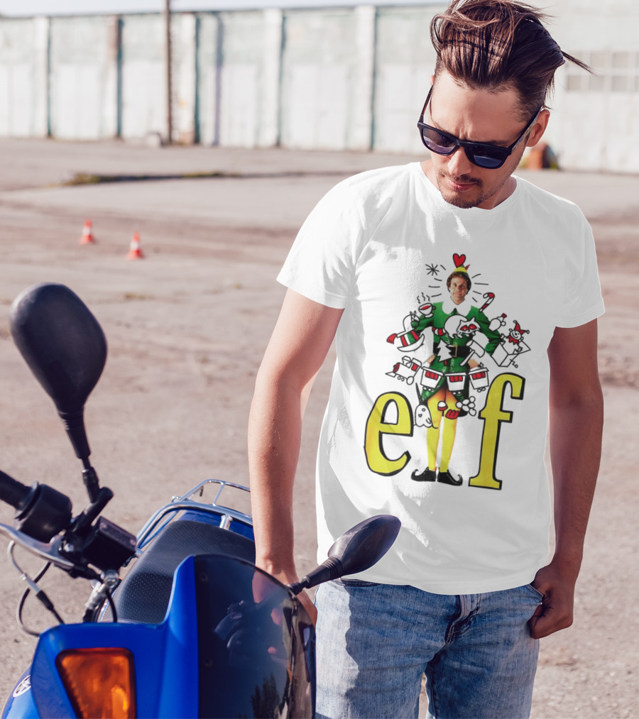 Elf Movie Inspired Christmas Sketch Design Featuring Iconic Character T-Shirt