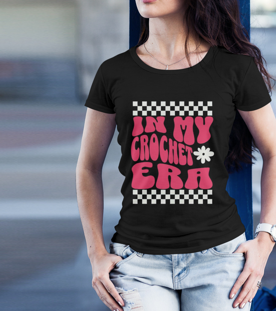 In My Crochet Era Checkerboard Flower Power T-Shirt