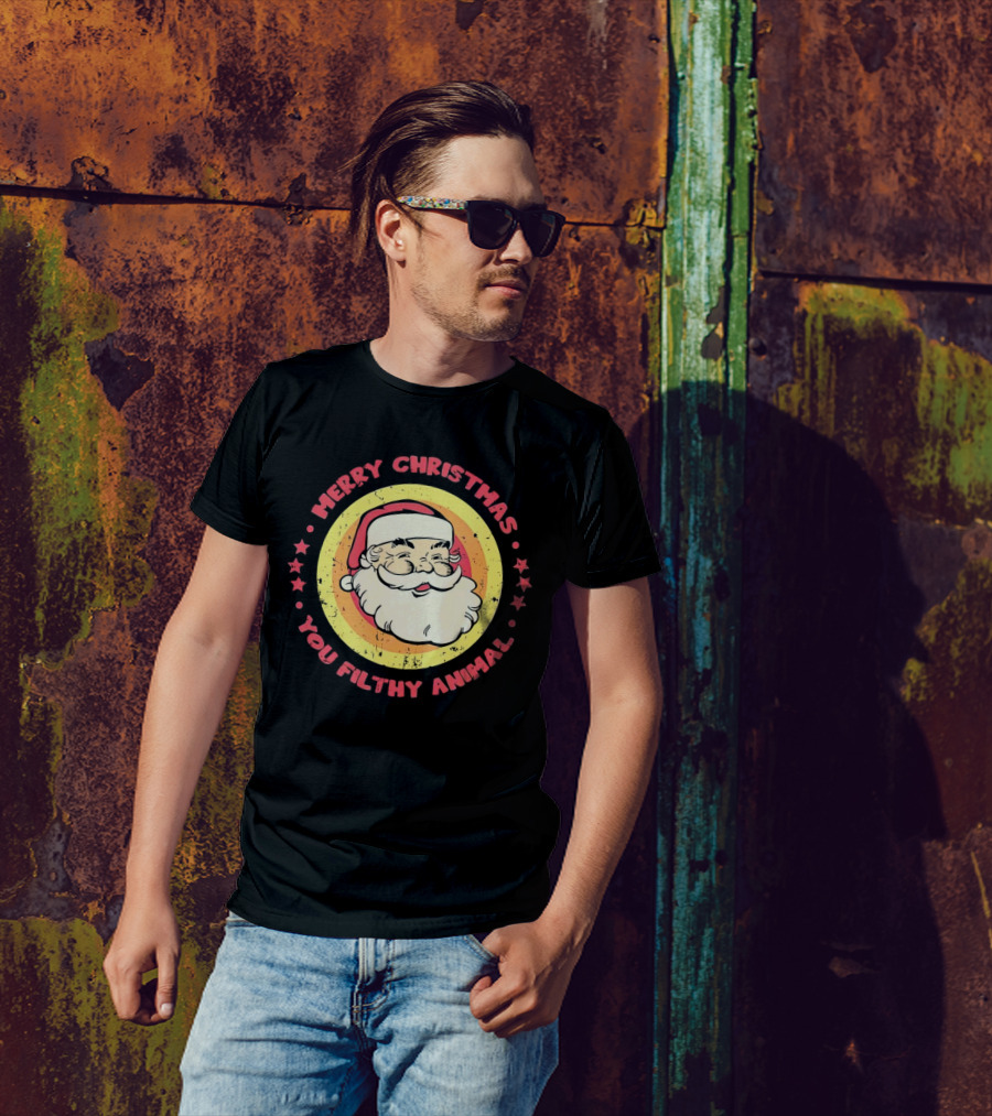 Merry Christmas You Filthy Animal Santa T-Shirt