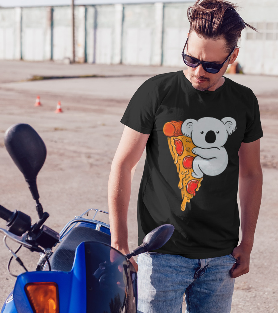Koala Hugging Pizza Slice Cartoon T-Shirt