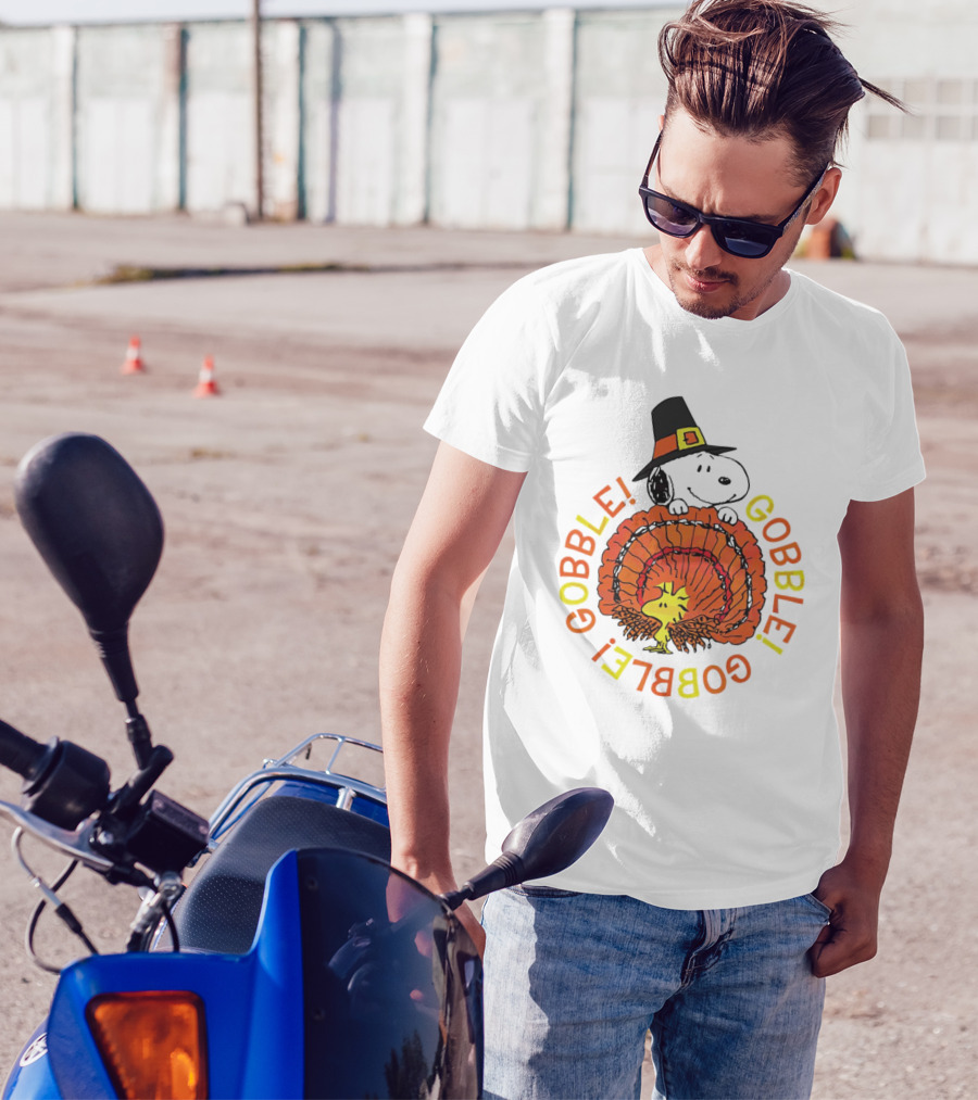 Thanksgiving Gobble Gobble Gobble Snoopy Woodstock T-Shirt