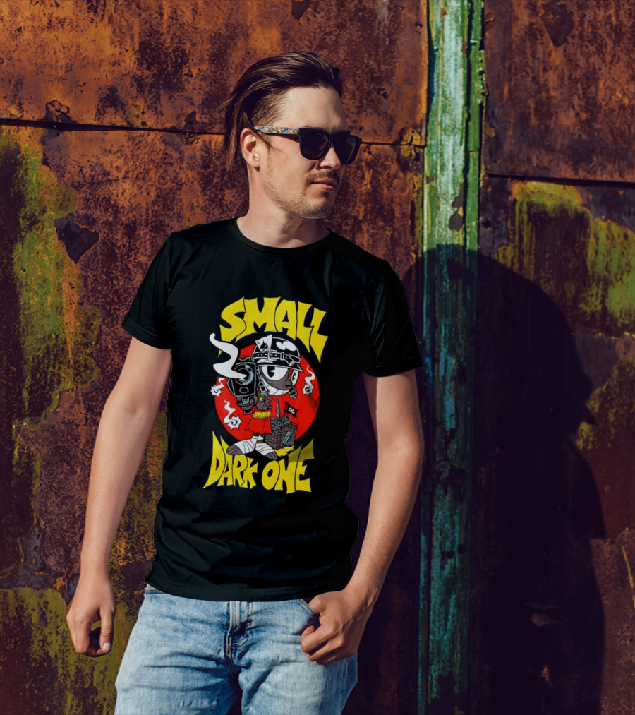 Small Dark One Gunsmoke Skateboard Pizza Character T-Shirt