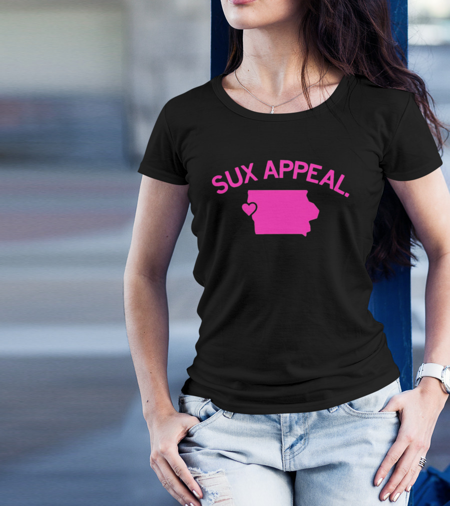 Sux Appeal Pink Iowa Heart Map T-Shirt