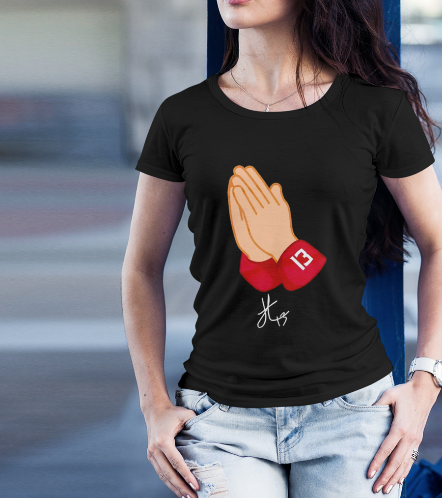 Jordan Travis Signature Praying Hands Number 13 Autograph T-Shirt