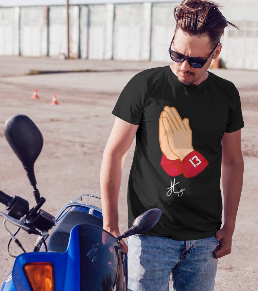 Jordan Travis Signature Praying Hands Number 13 Autograph T-Shirt