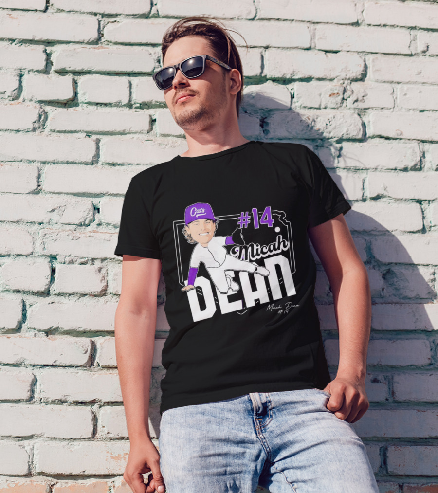Micah Dean #14 Kansas State Wildcats Cats Infielder Signature T-Shirt