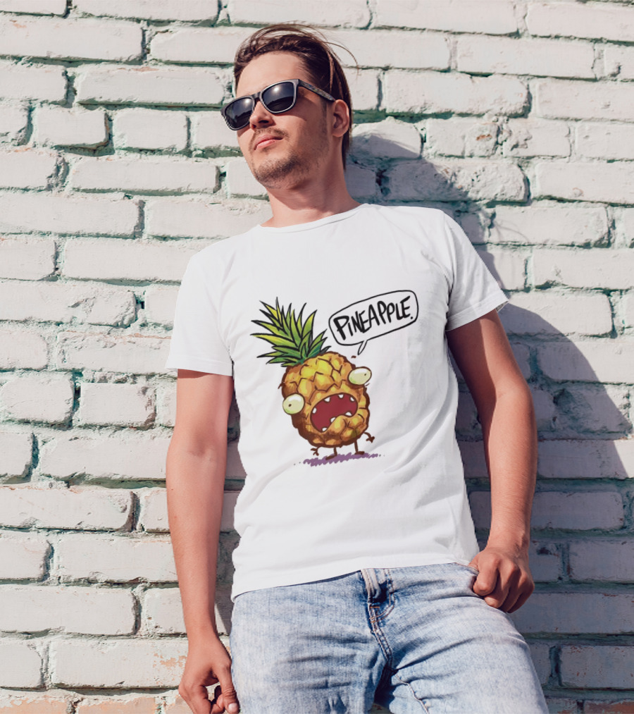 Pineapple Cute Pineapple With Cartoon Face And Funny Expression T-Shirt