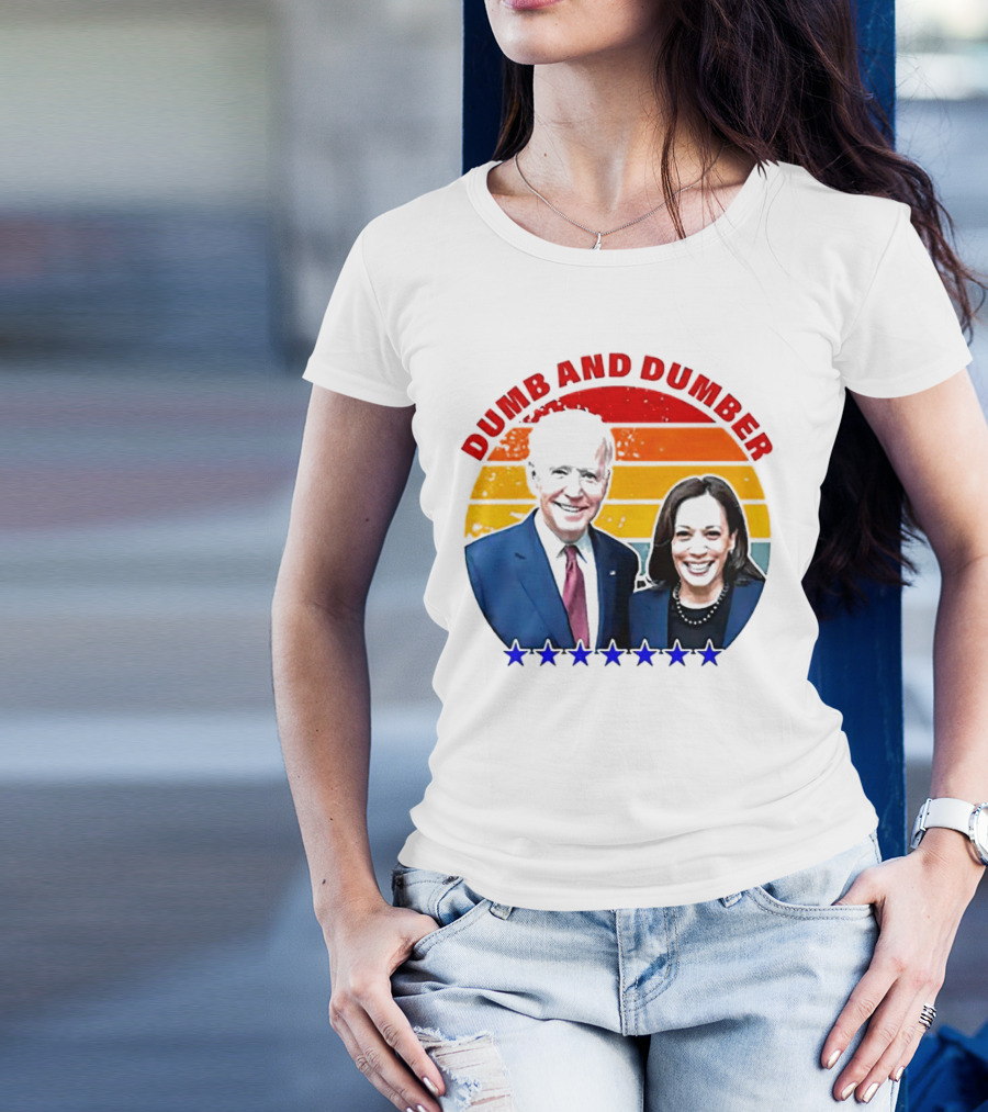 Dumb And Dumber Joe Biden Kamala Harris Retro Stars T-Shirt