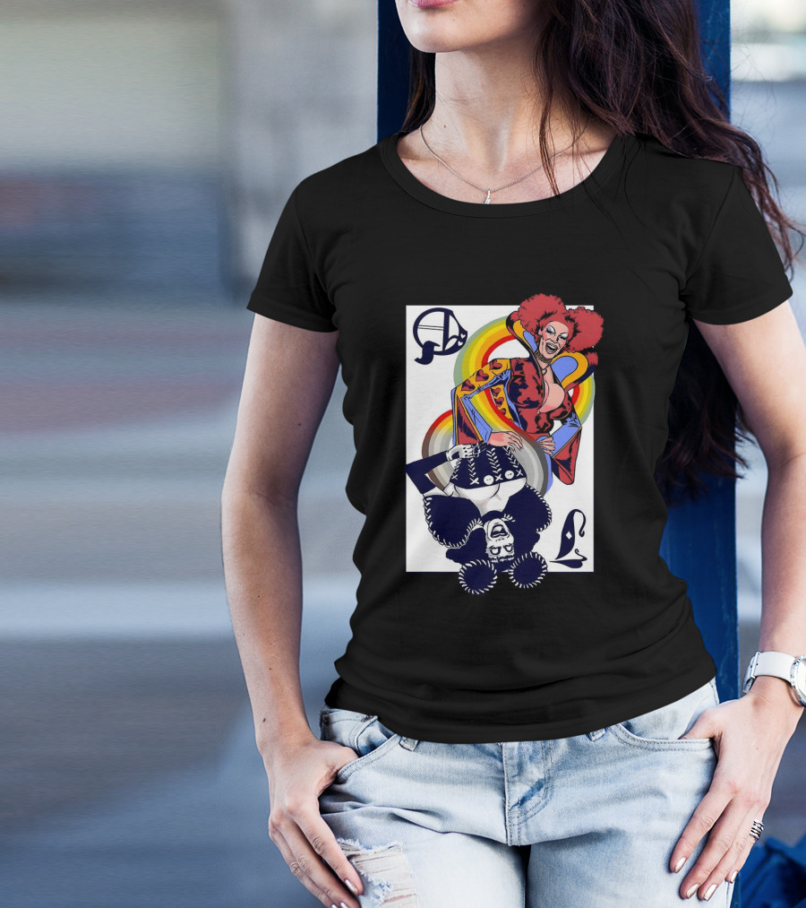 Jimbo Queen Of Hearts Playing Card Rainbow Drag T-Shirt