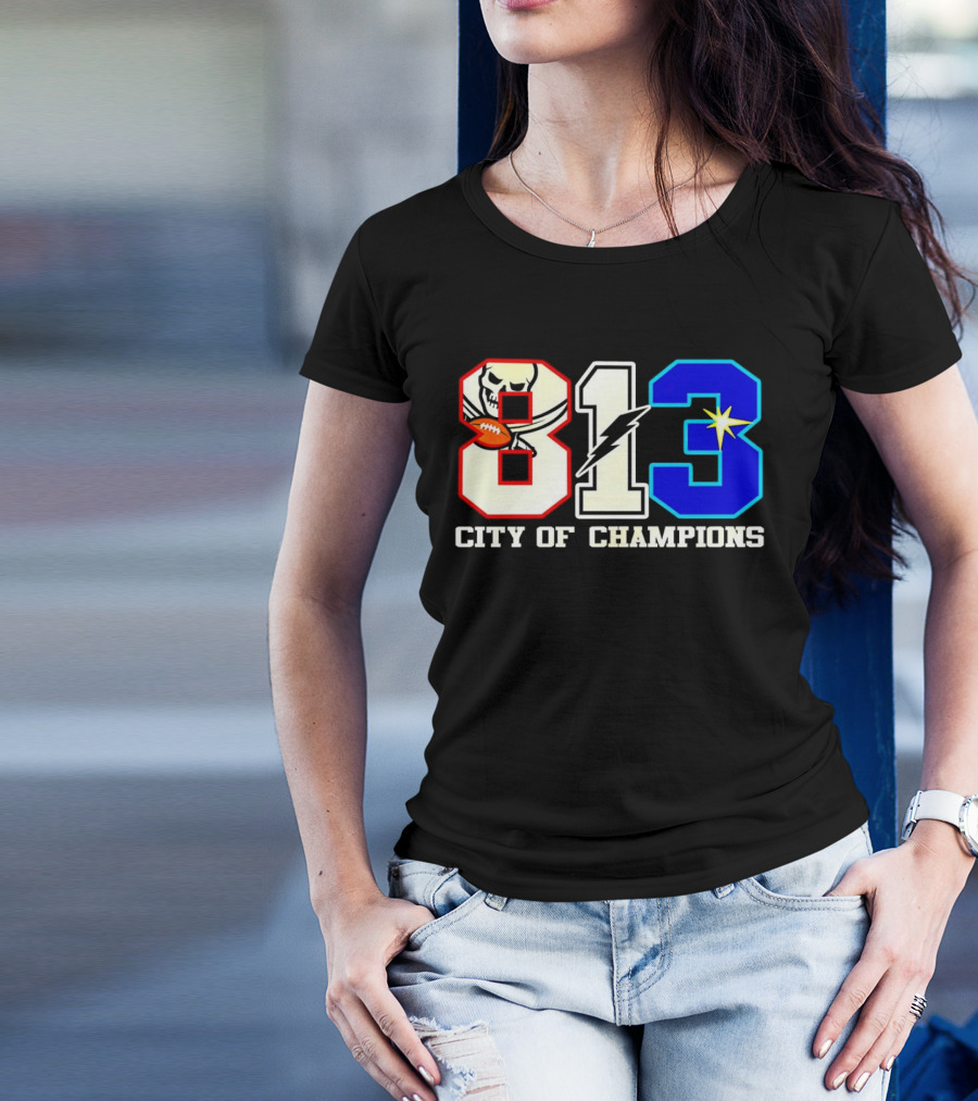 Tampa Bay 813 City Of Champions Buccaneers Lightning Rays T-Shirt