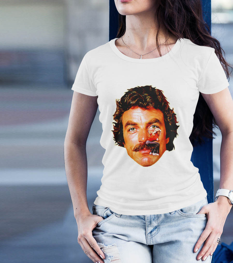 Tom Selleck Mustache Ride Head Portrait With Man T-Shirt
