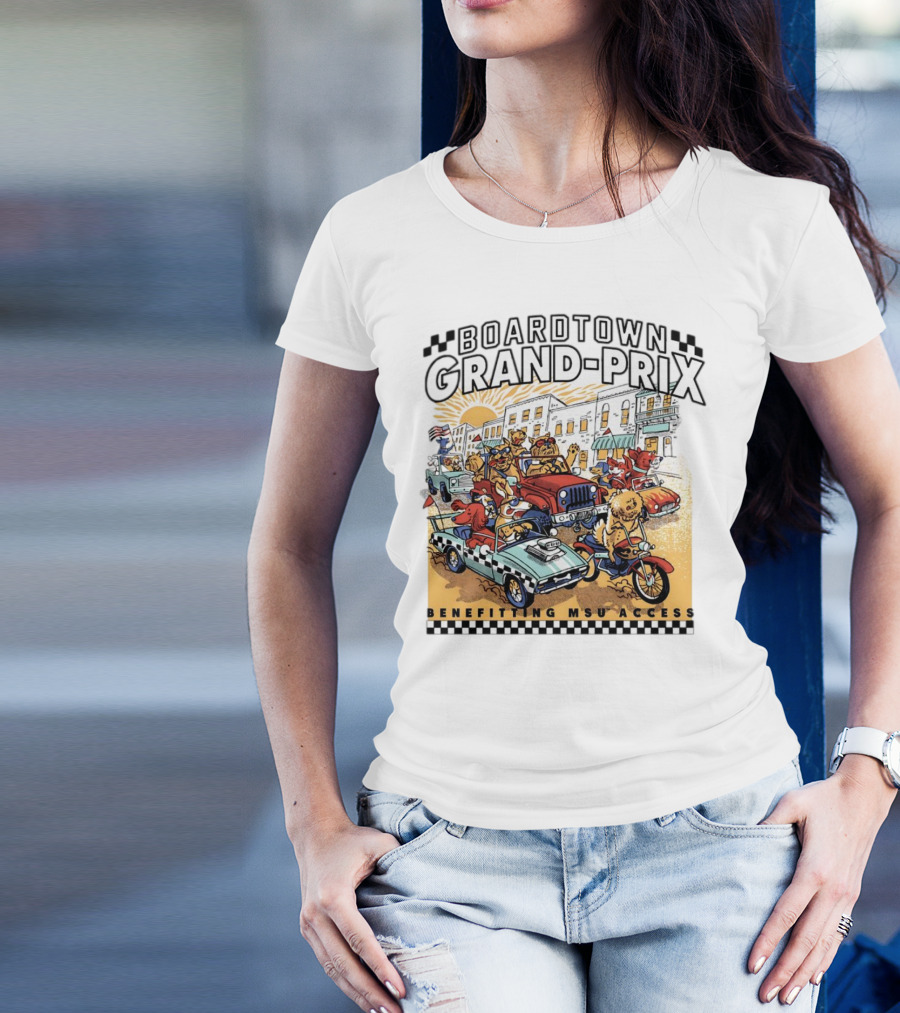 Boardtown Grand-Prix Colorful Animal Parade Benefit MSU Access T-Shirt