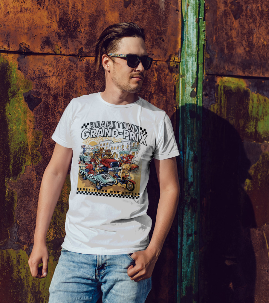 Boardtown Grand-Prix Colorful Animal Parade Benefit MSU Access T-Shirt