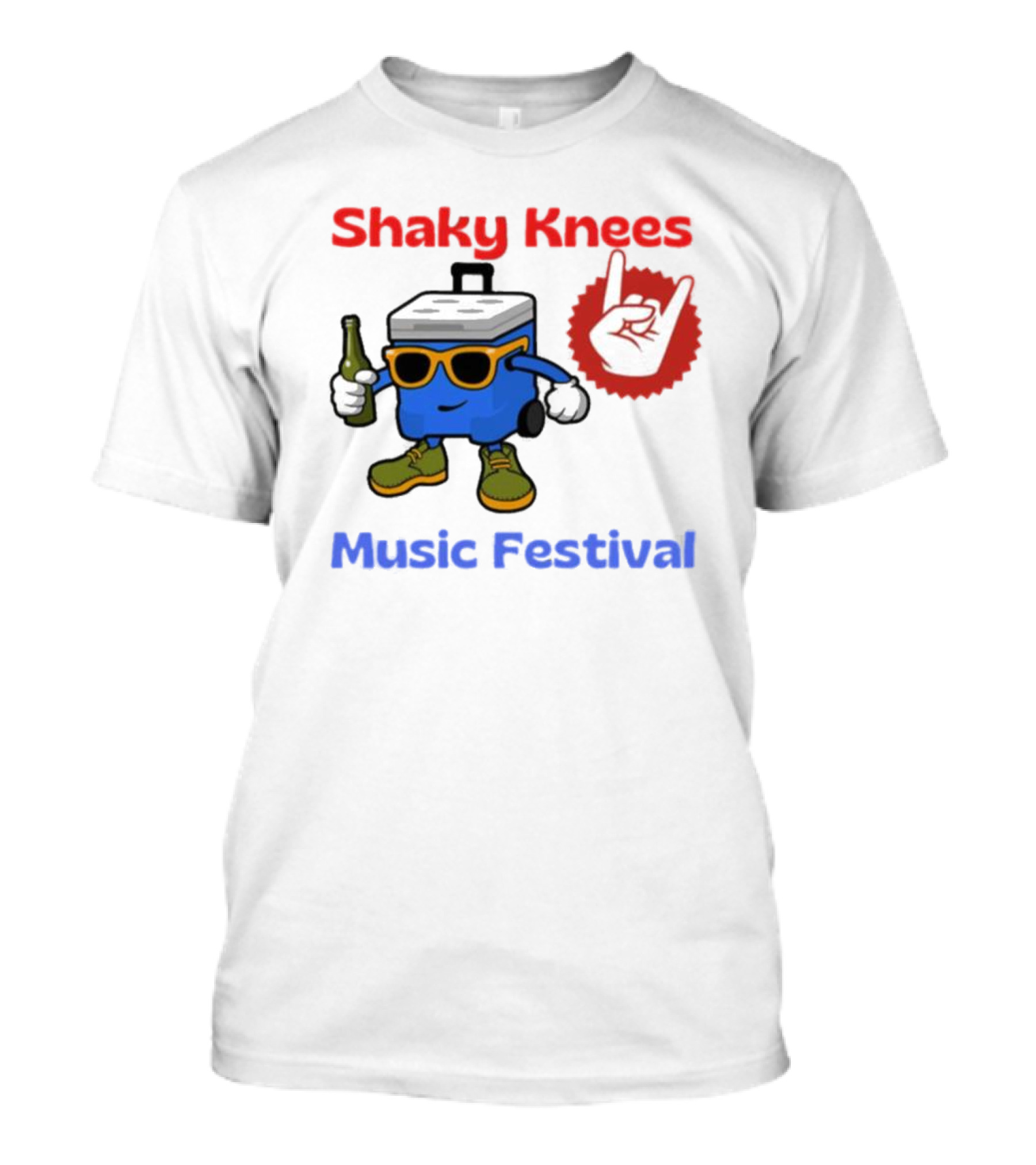 Shaky Knees Music Festival Cooler Character With Sunglasses And Hand Sign T-Shirt