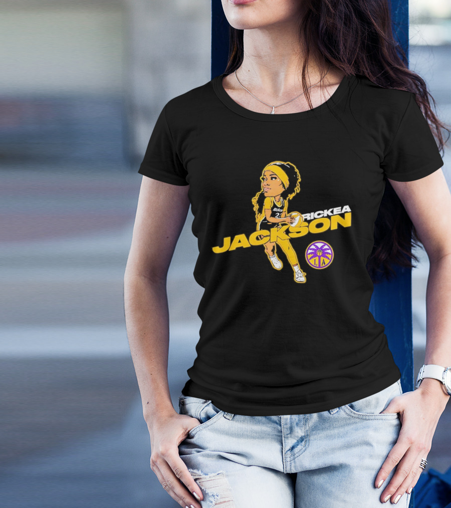 Rickea Jackson LA Basketball Player Icon In Yellow And Black T-Shirt