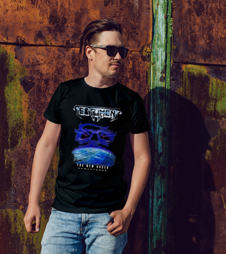 Testament The New Order Remastered Earth Skull T-Shirt