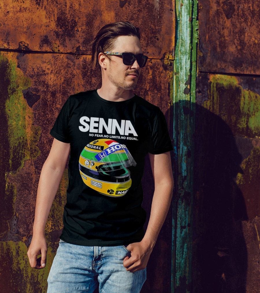 SENNA No Fear No Limits No Equal Honda Racing Helmet BOSS Nacional T-Shirt