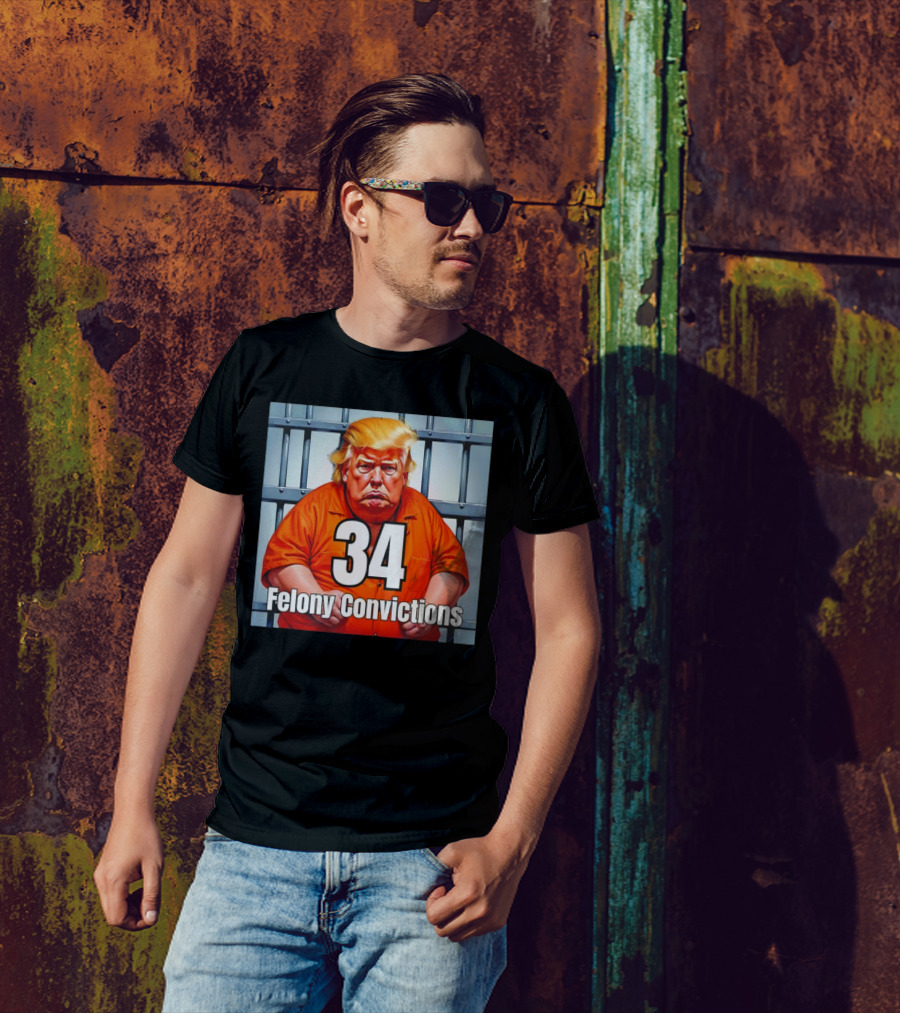34 Felony Convictions Trump Prison Jumpsuit Jail Bars T-Shirt