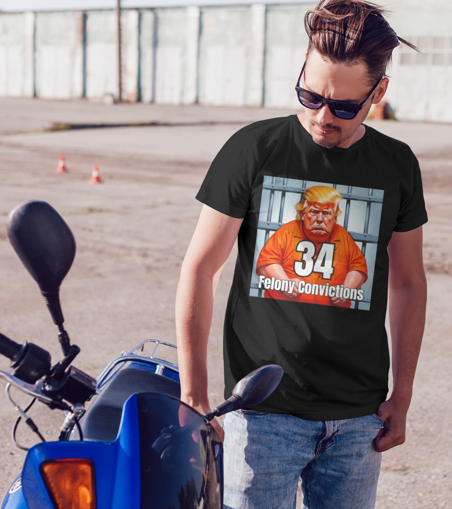 34 Felony Convictions Trump Prison Jumpsuit Jail Bars T-Shirt