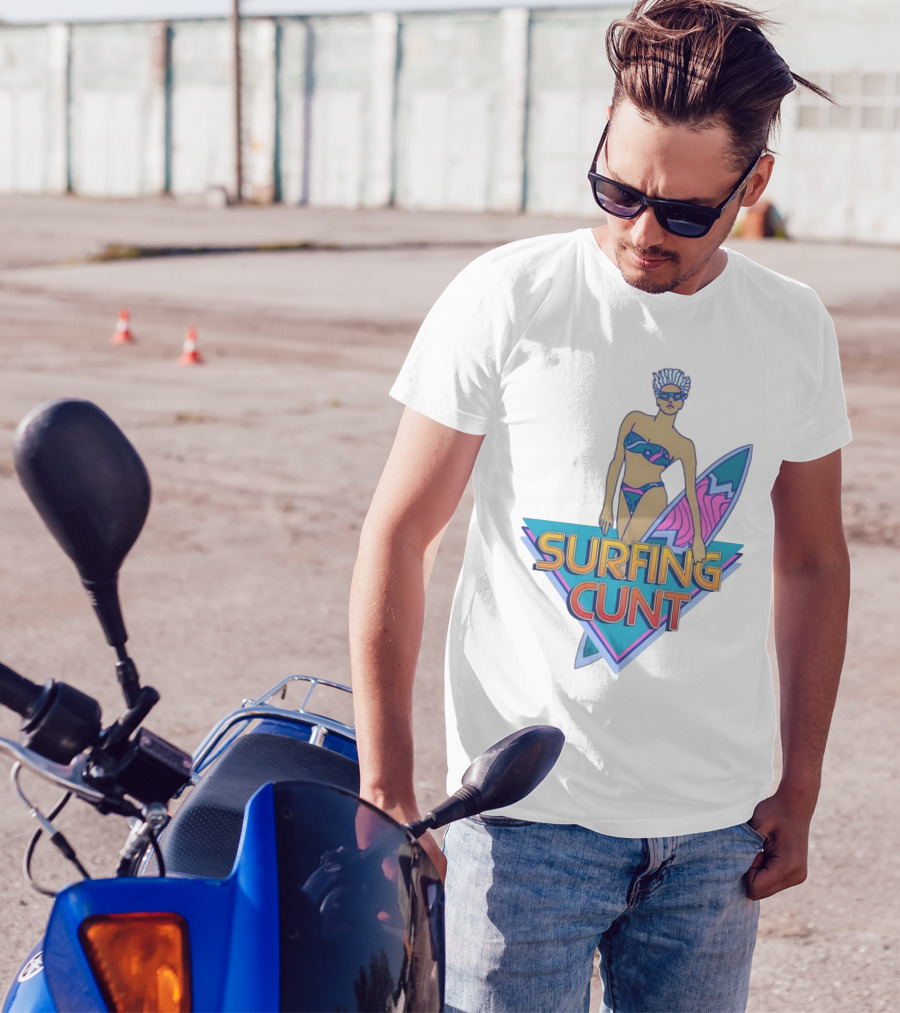 Surfing Cunt Retro Summer Vibes Surfer Girl Iconic T-Shirt