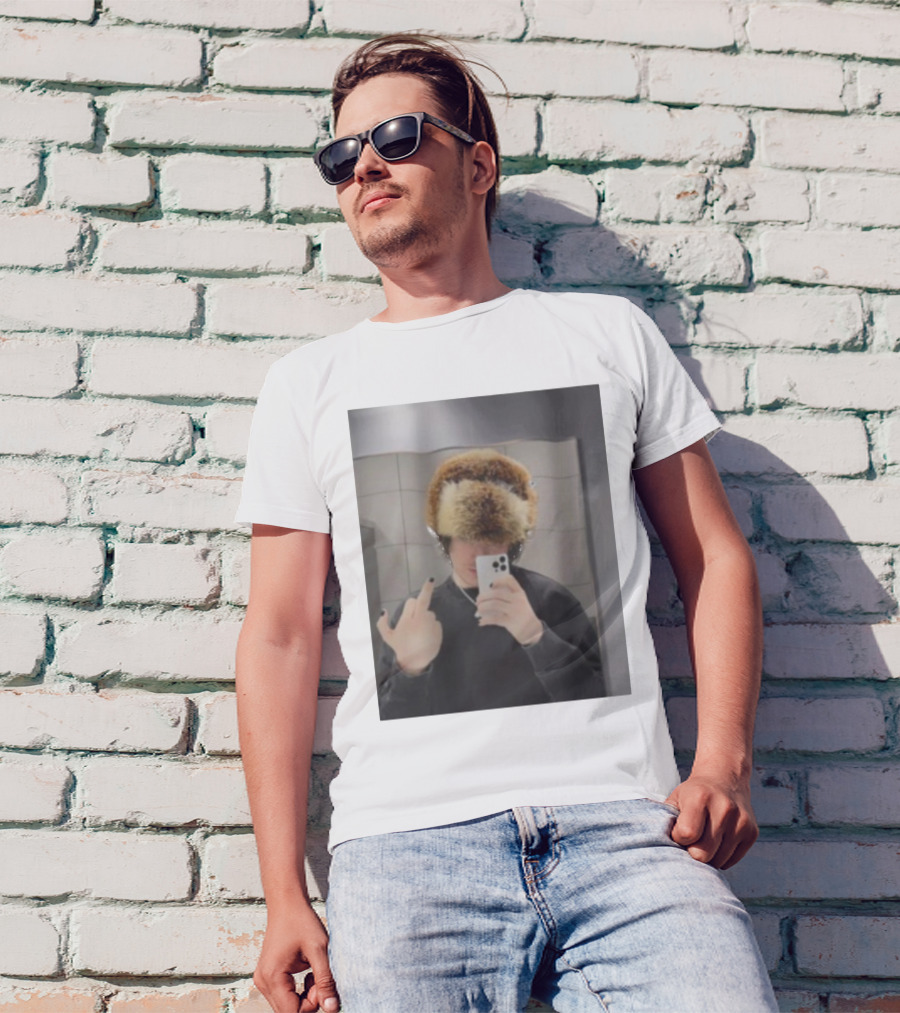 Ryannice Middle Finger Furry Hat Mirror Selfie Black Nails T-Shirt