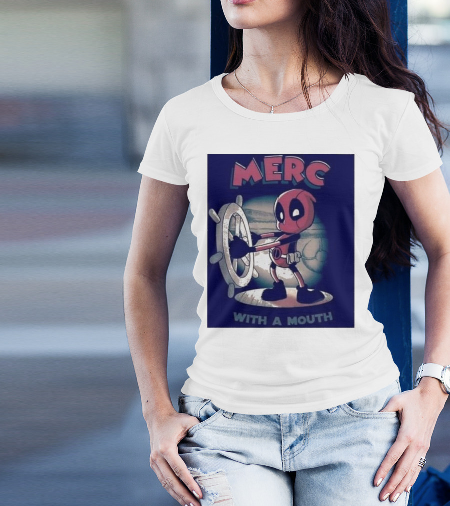 Deadpool Merc With A Mouth Steering Wheel Cartoon T-Shirt