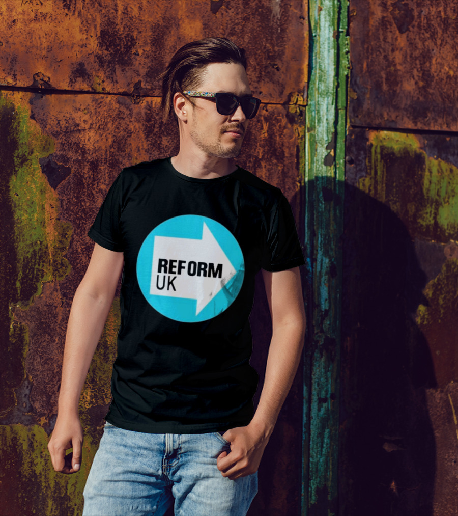 Reform UK Arrow Symbol Blue Circle T-Shirt
