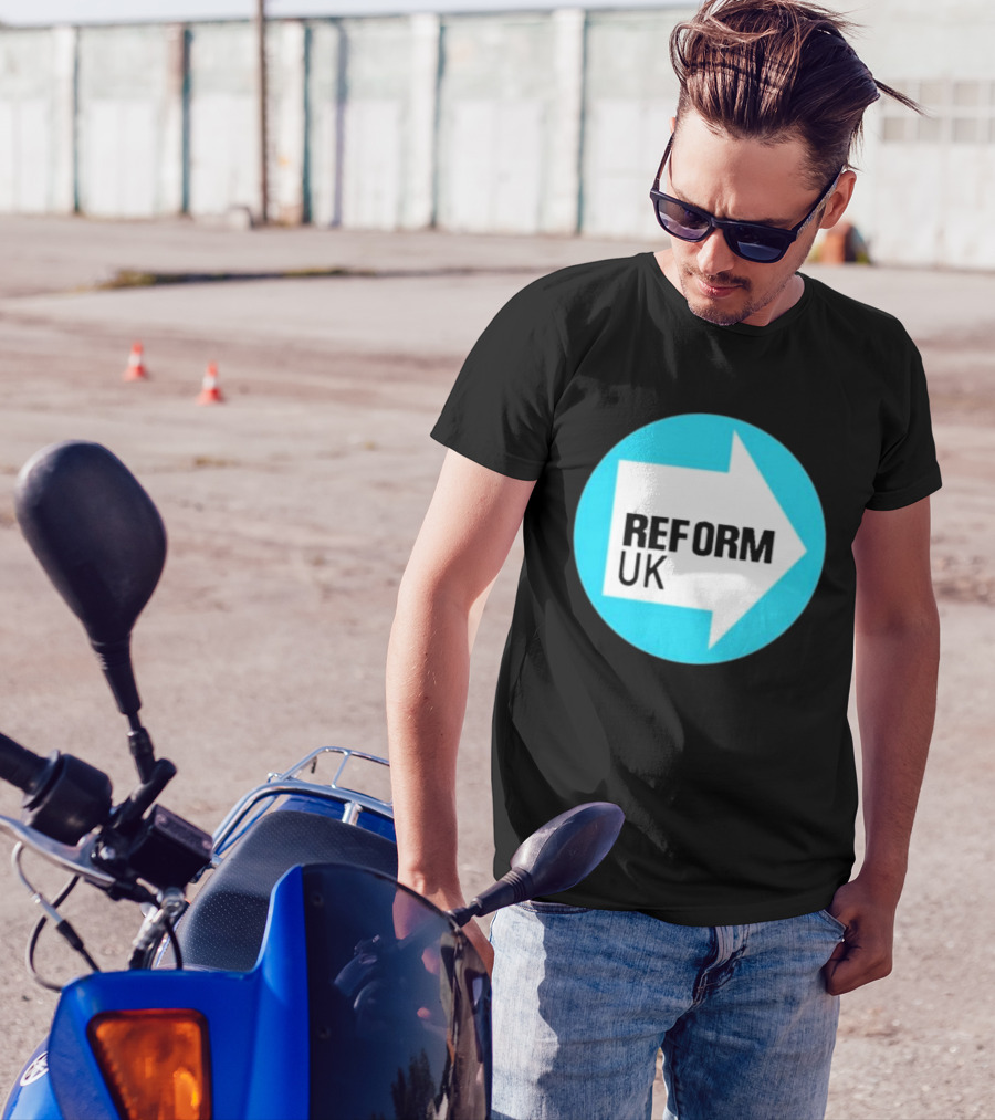 Reform UK Arrow Symbol Blue Circle T-Shirt