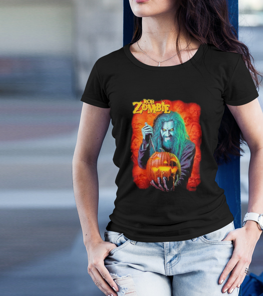 Rob Zombie Hellbilly Deluxe Halloween Pumpkin Horror T-Shirt