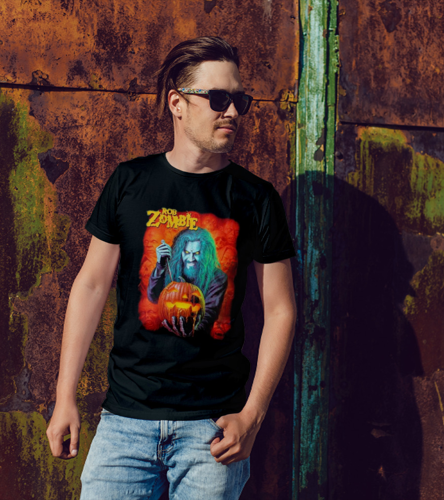 Rob Zombie Hellbilly Deluxe Halloween Pumpkin Horror T-Shirt