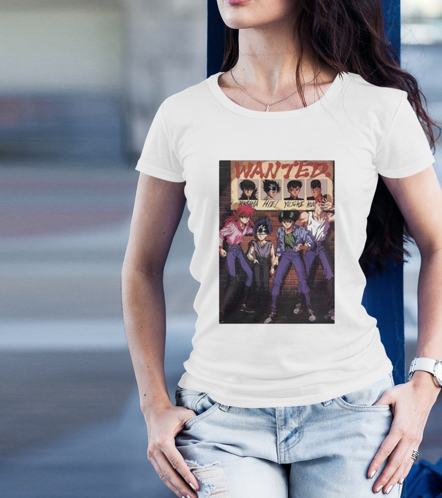 Wanted Kurama Hiei Yusuke Kuwabara Yu Yu Hakusho Anime Characters T-Shirt