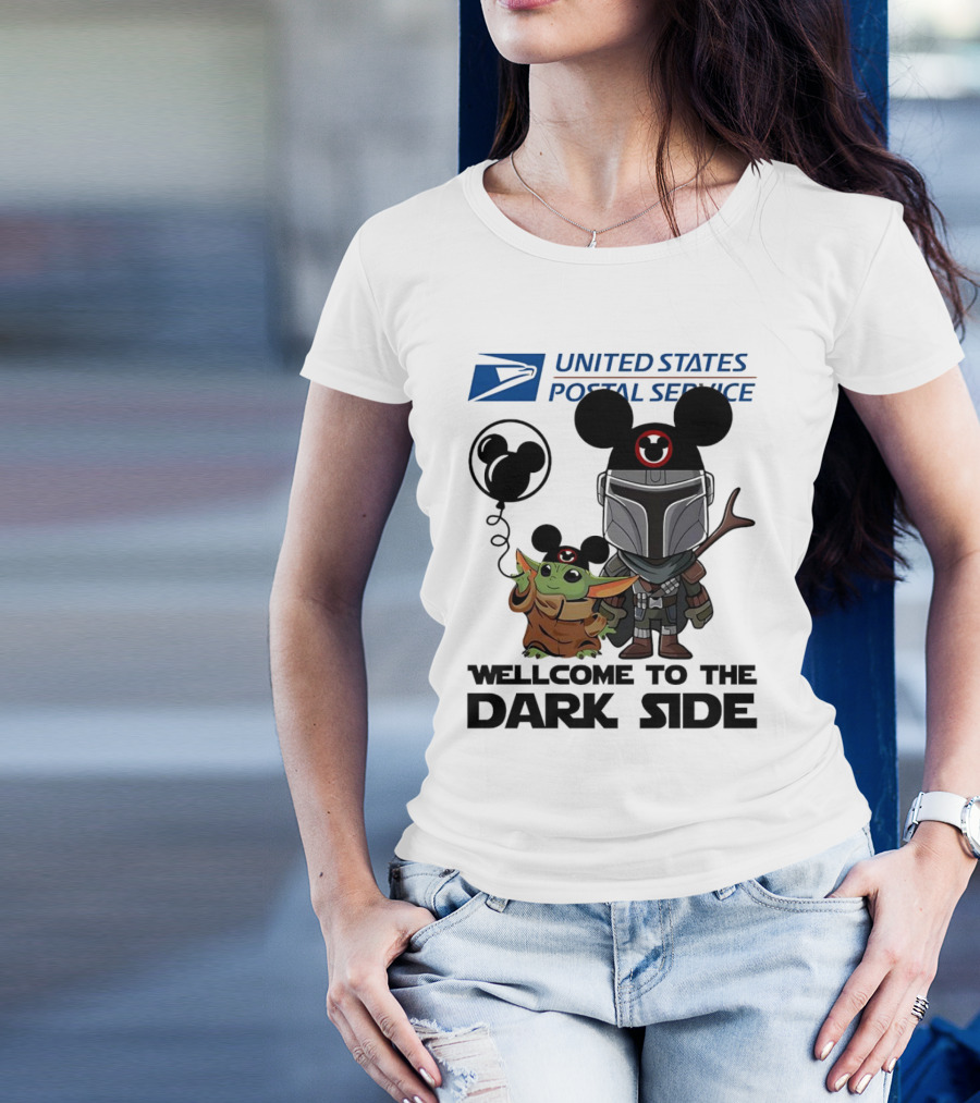 United States Postal Service Welcome To The Dark Side With Baby Yoda And The Mandalorian Mickey Ears T-Shirt