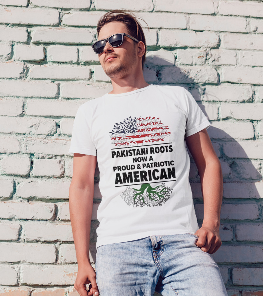 Pakistani Roots With Proud Patriotic American Flag Symbolism T-Shirt
