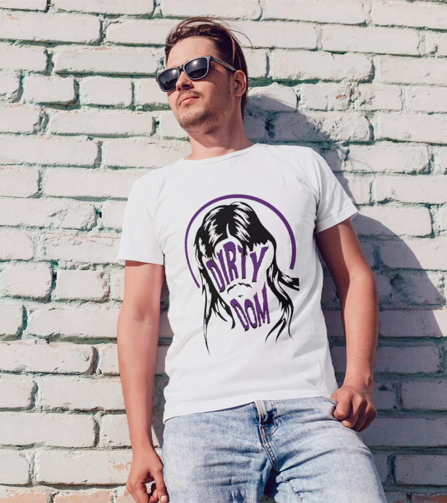 Dirty Dom Mullet Retro Style Black And Purple T-Shirt