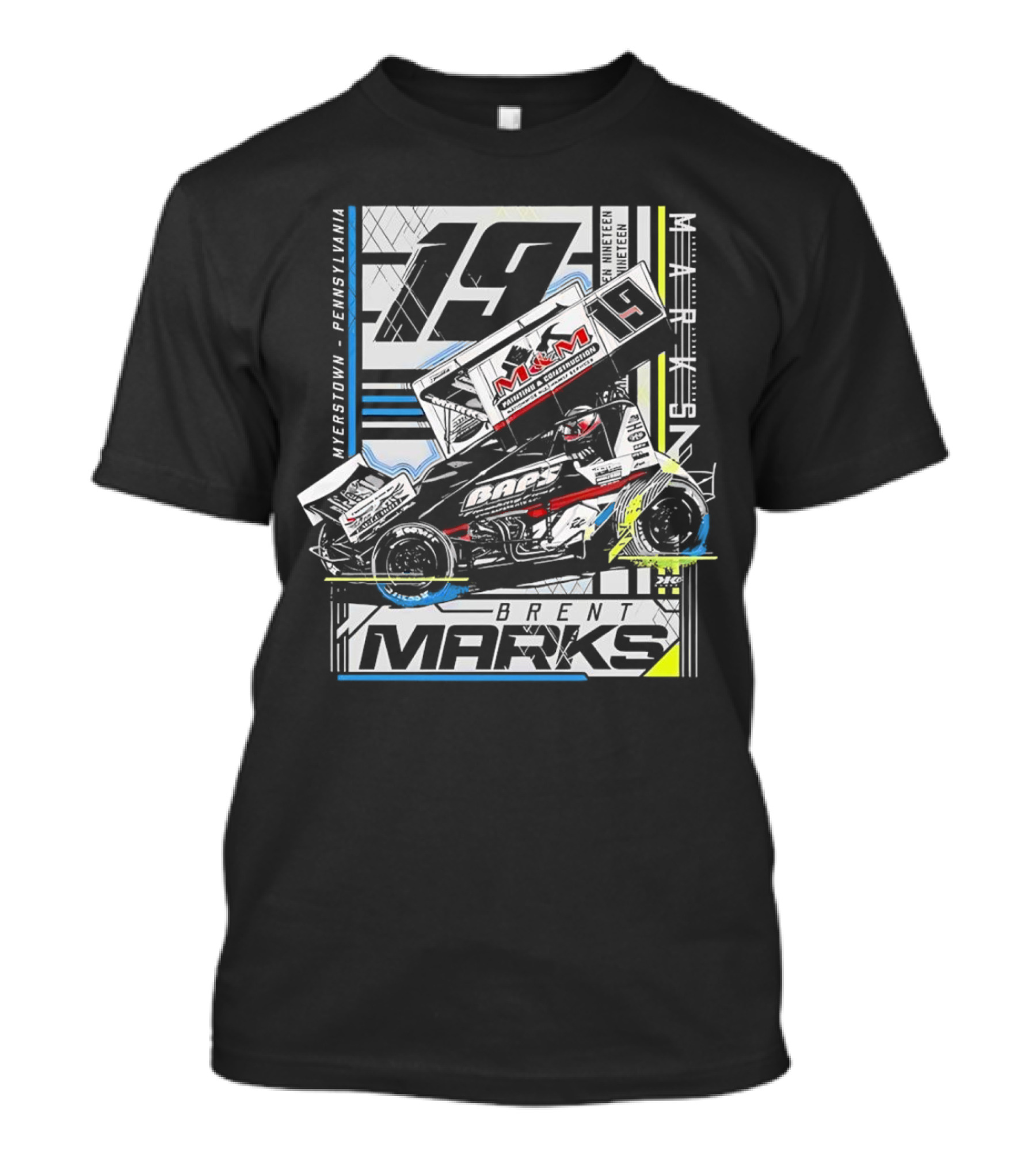 Brent Marks 19 Myerstown Pennsylvania Racing M&M Baps Graphics T-Shirt