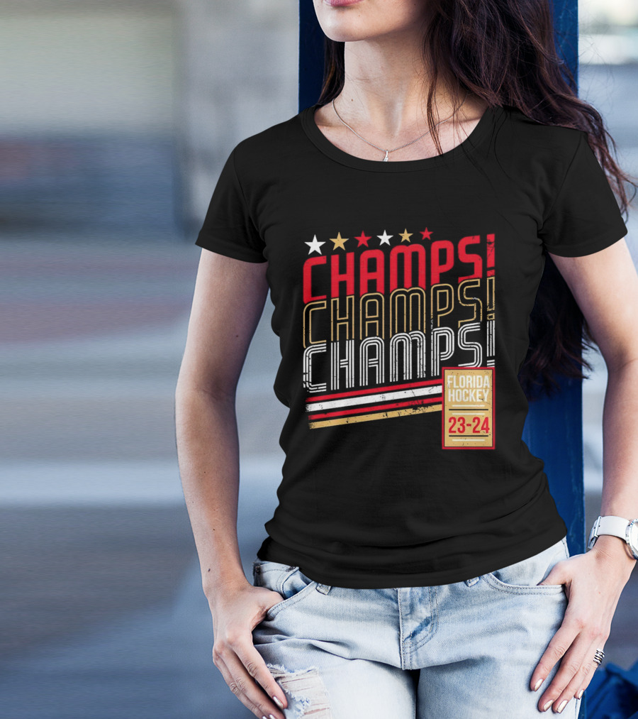Florida Hockey Champs Champs Champs 23-24 T-Shirt