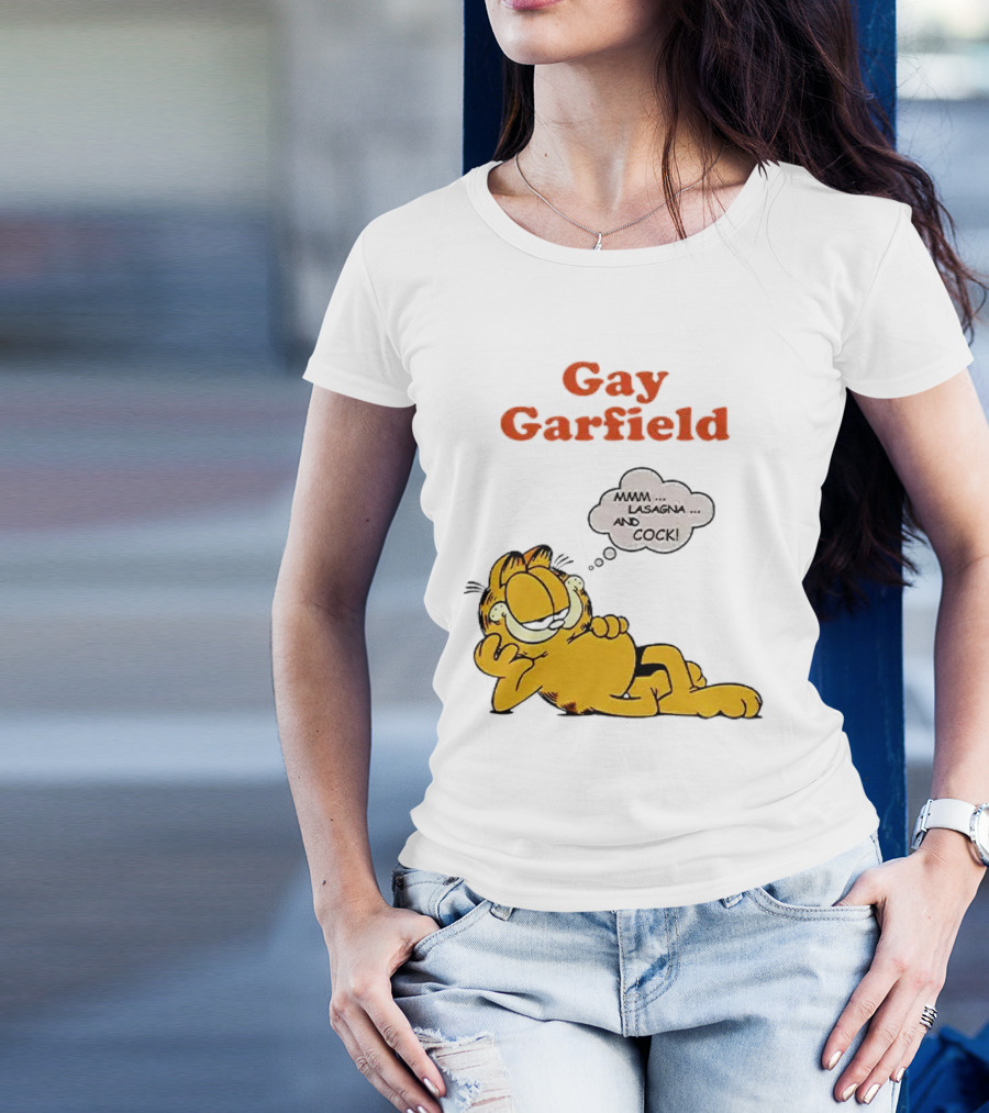 Gay Garfield Mmm Lasagna And Cock Meme T-Shirt