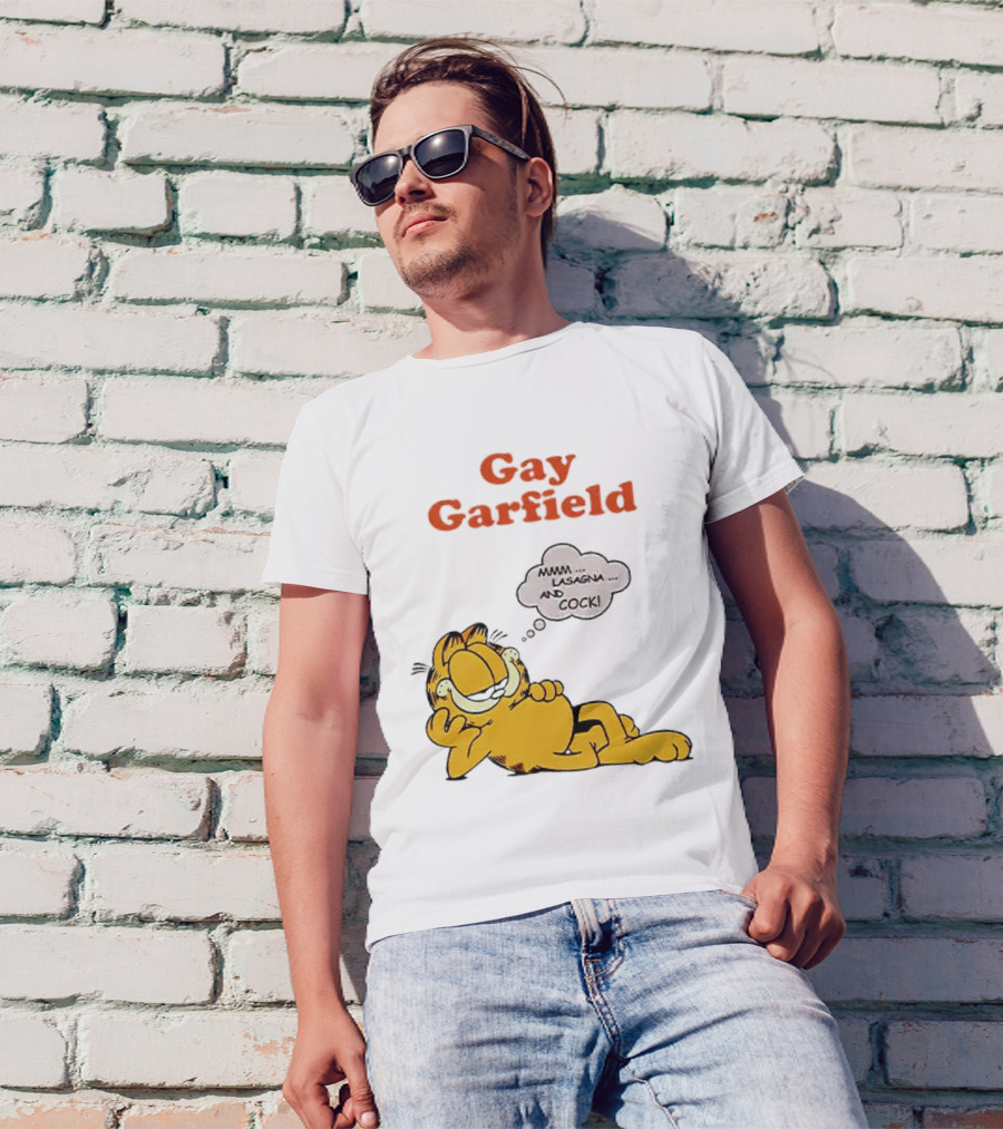 Gay Garfield Mmm Lasagna And Cock Meme T-Shirt