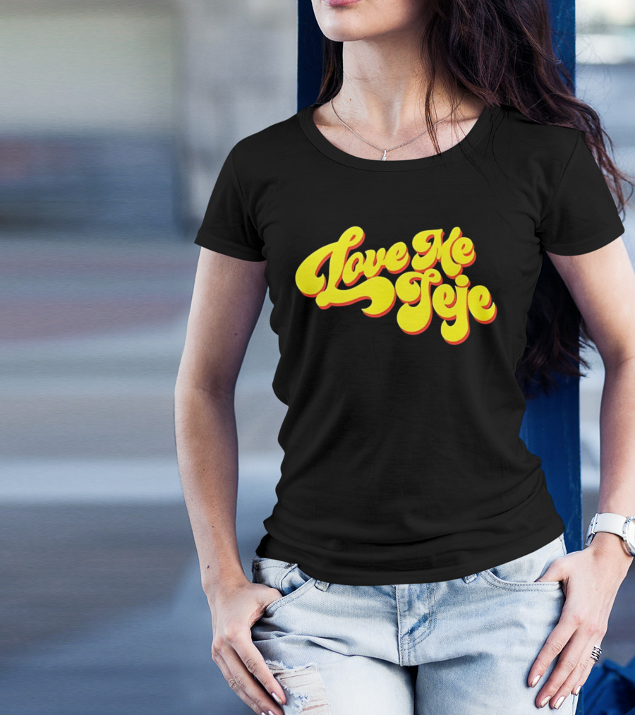 Love Me Jeje Retro Style Text Yellow And Red Groovy Font T-Shirt