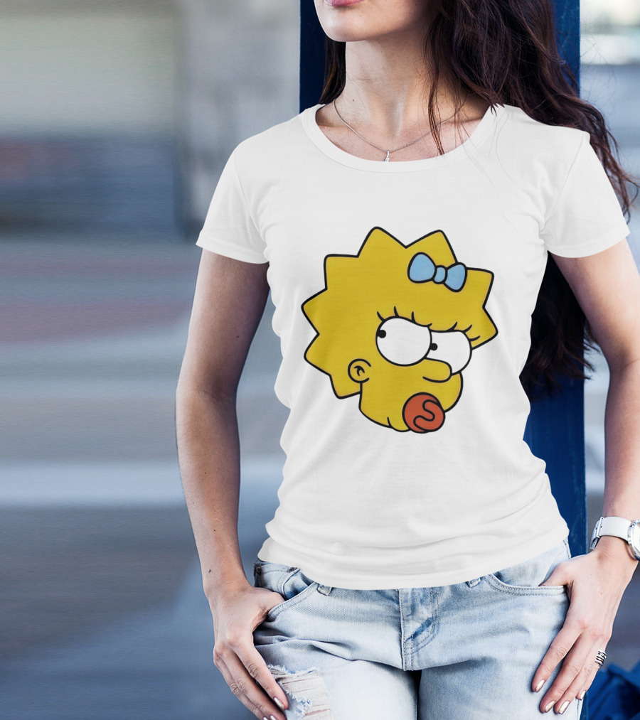 Manicita The Simpsons Maggie Angry Face With Pacifier And Bow T-Shirt