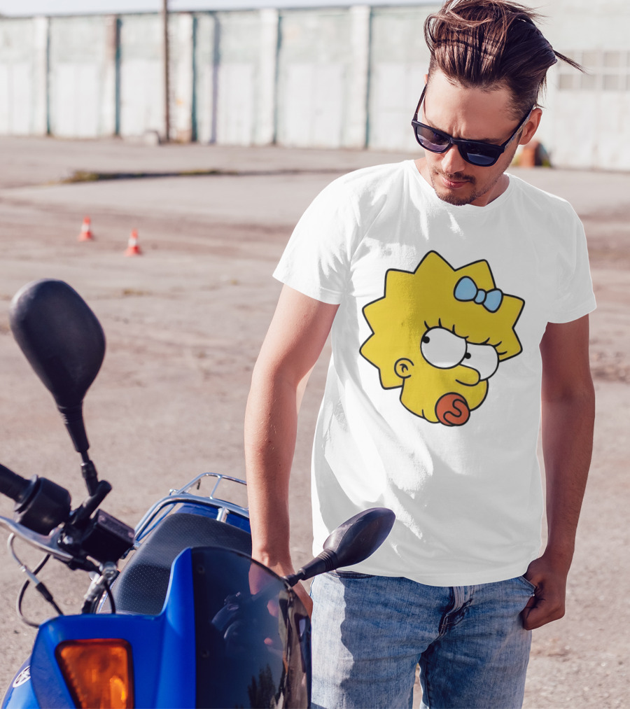Manicita The Simpsons Maggie Angry Face With Pacifier And Bow T-Shirt