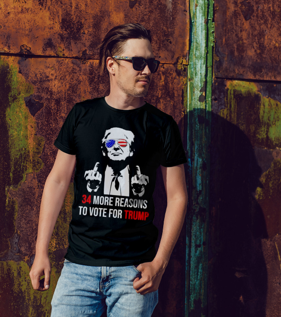 34 More Reasons To Vote For Trump USA Flag Glasses T-Shirt