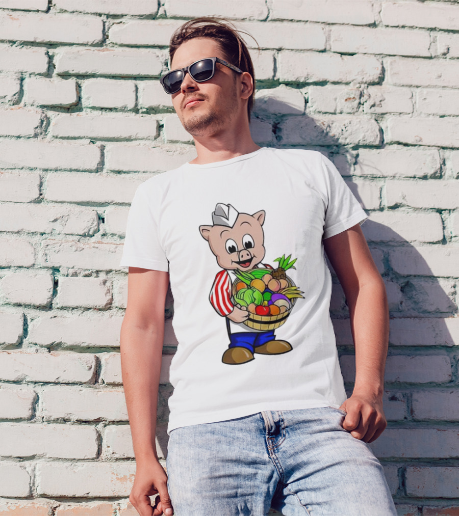 Piggly Wiggly Palmetto Pig With Basket Of Fresh Vegetables T-Shirt