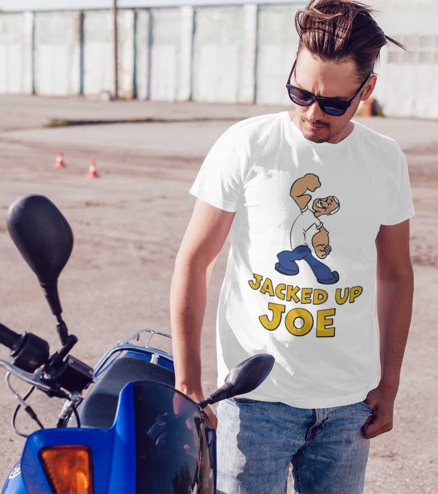 Jacked Up Joe Cartoon Flexing Character T-Shirt